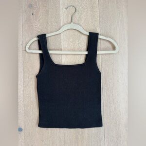 Reformation Black Ribbed Tank Top